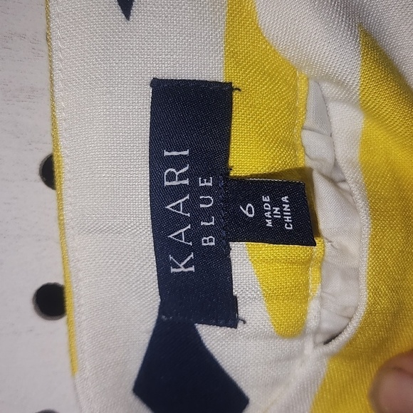 Kaari Blue Size 6 Linen Blend Yellow Blue New - Picture 5 of 6